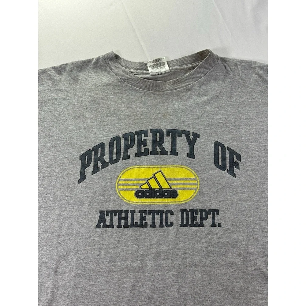 Vintage Adidas USA made athletic dept tee XL gray y2k Distressed shirt
